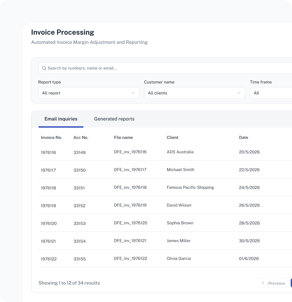 Invoice processing table for rate sheet ingestion