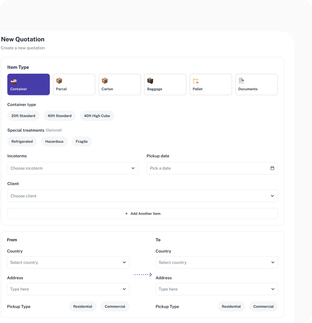 Manage quotes interface
