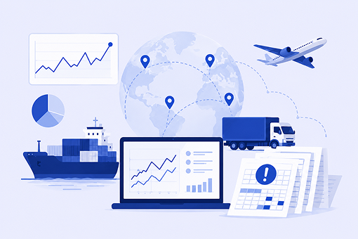 Freight rate volatility dashboard illustration